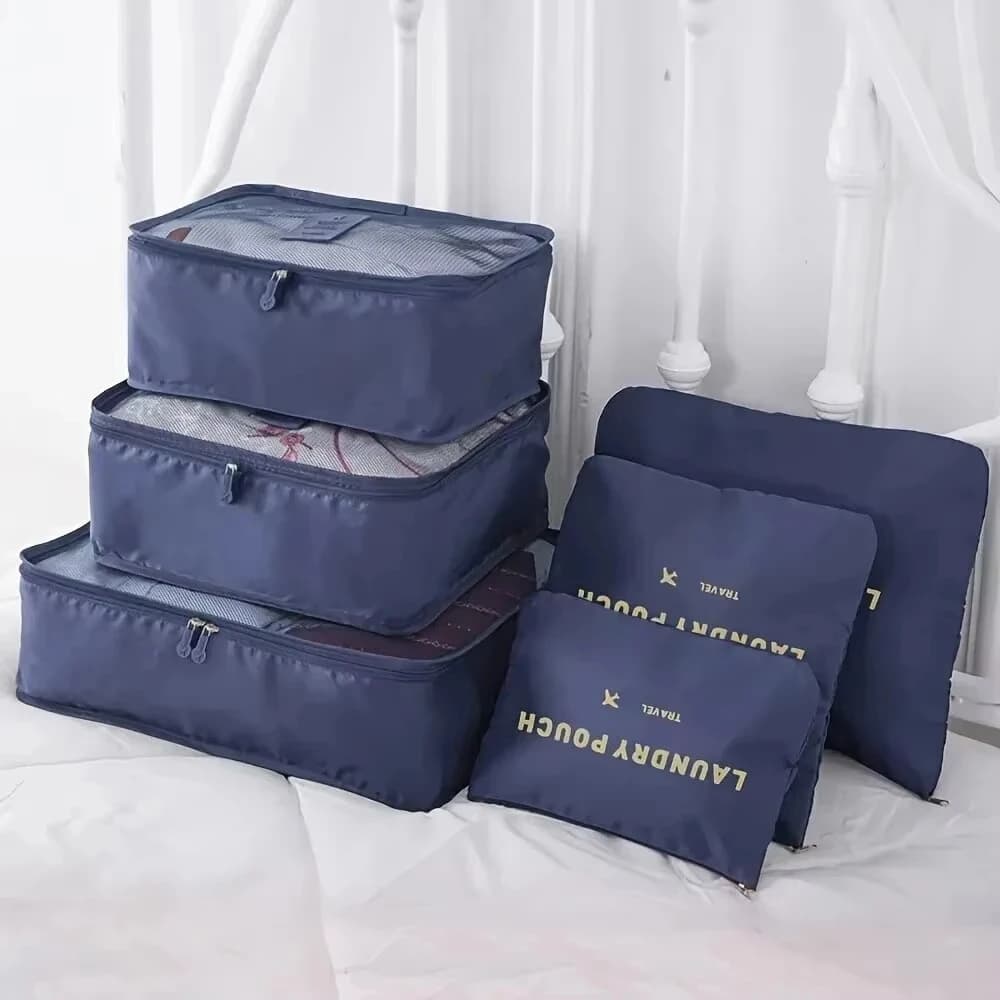 Ensemble de 6 cubes de rangement de voyage pliables, sacs de rangement pour vêtements, organisateur 