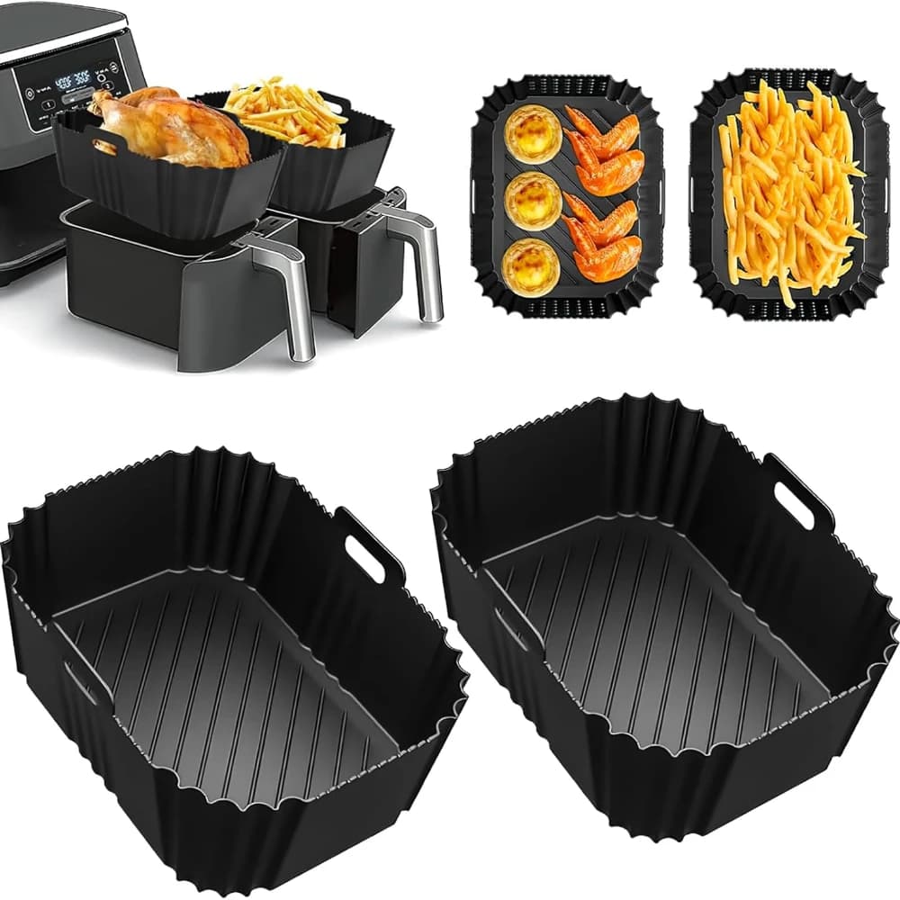 Lot de 2 revêtements pour friteuse à air Ninja AF400 à double zone, antiadhésifs et réutilisables, c