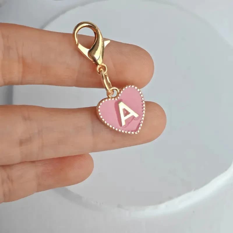 Porte-clés en forme de cœur avec 26 lettres de l'alphabet mignon, pour sacs, pendentifs à breloque p