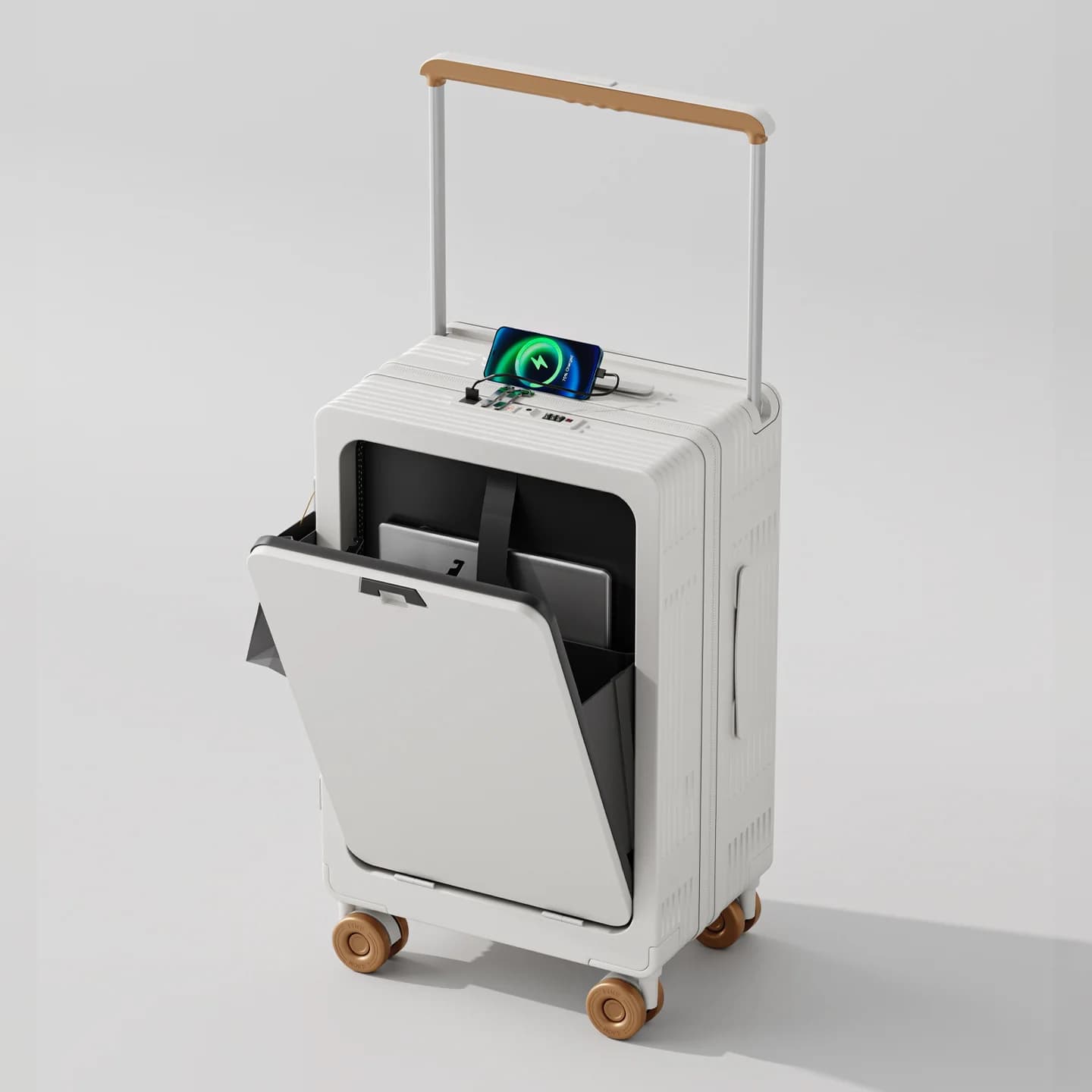 Valise à ouverture frontale, trolley multifonctionnel, cadre en aluminium, sac pour ordinateur porta