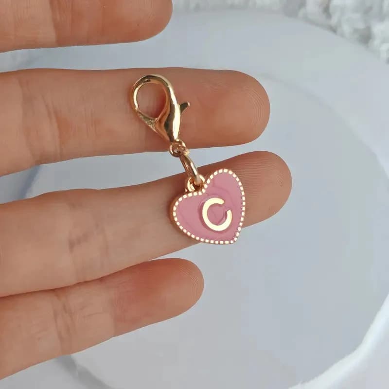 Porte-clés en forme de cœur avec 26 lettres de l'alphabet mignon, pour sacs, pendentifs à breloque p