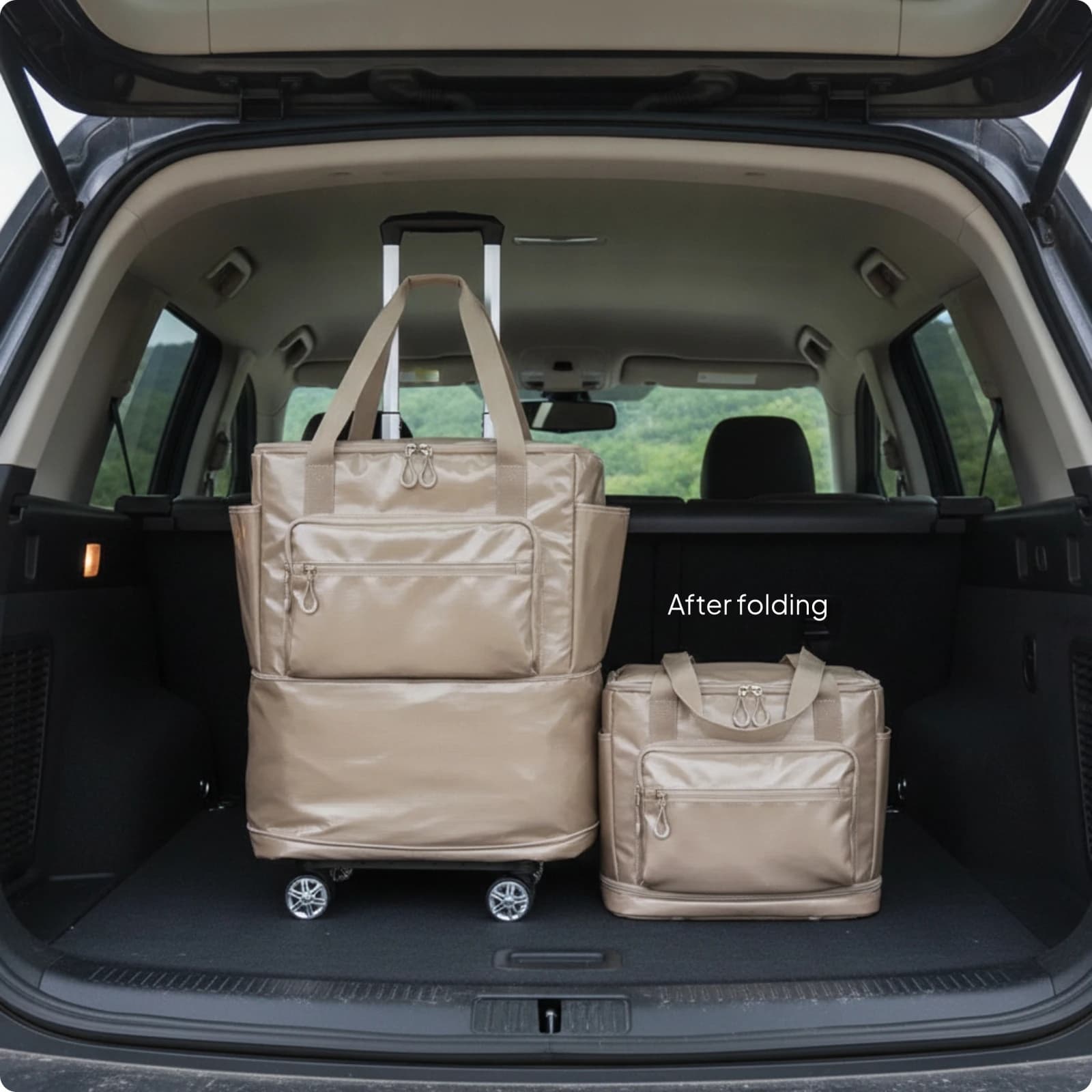Sac de voyage à roulettes pliable avec chariot, bagage portable léger pour les voyageurs, bagage à m