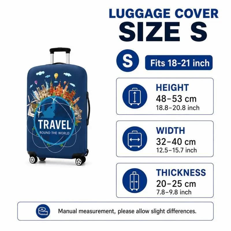 Housse de Valise de Voyage "Tour du Monde", Housse de Valise pour Valises à Roulettes de 18 à 28 Pou