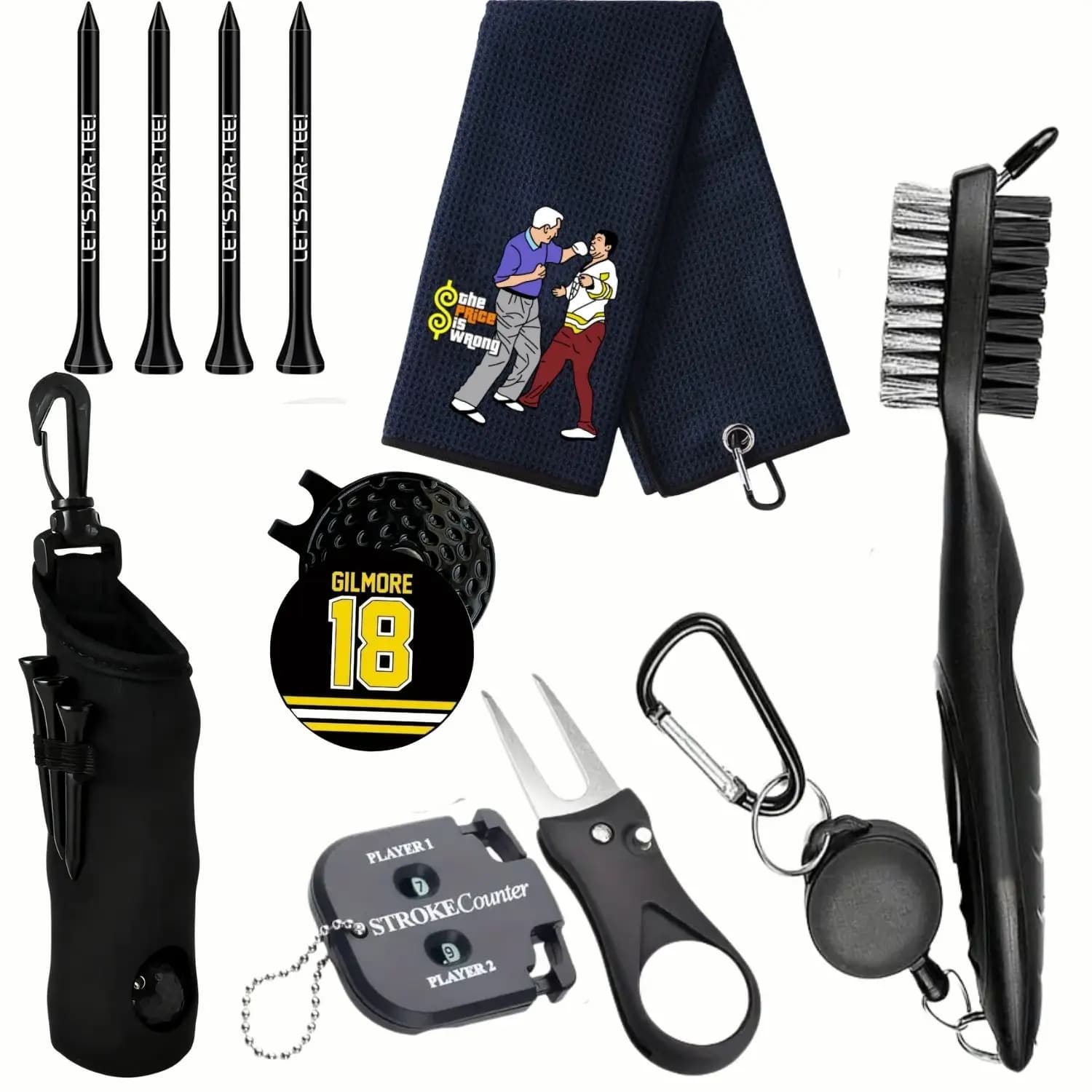 Kit d'accessoires de golf pour hommes 7 pièces - Complet tout-en-un, marqueur de score, outil de rép