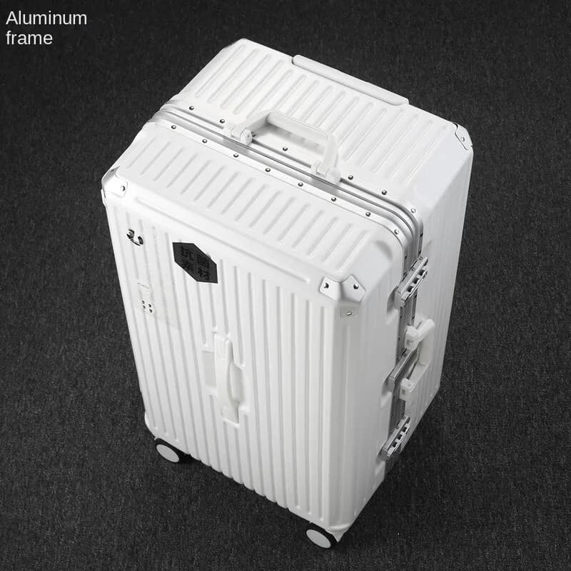 Valise de grande taille avec cinq roues et frein, bagage à roulettes de 30 pouces en matériau PC, va