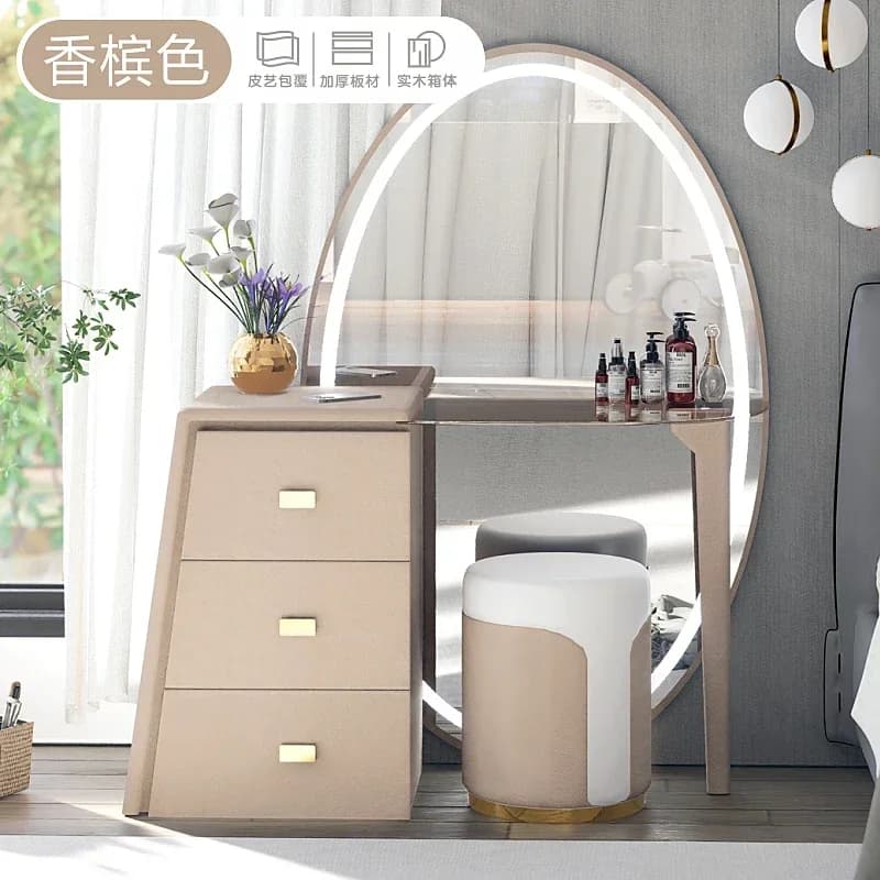 Table de toilette de luxe moderne européenne avec rangement pour bijoux, grand meuble de beauté, pen