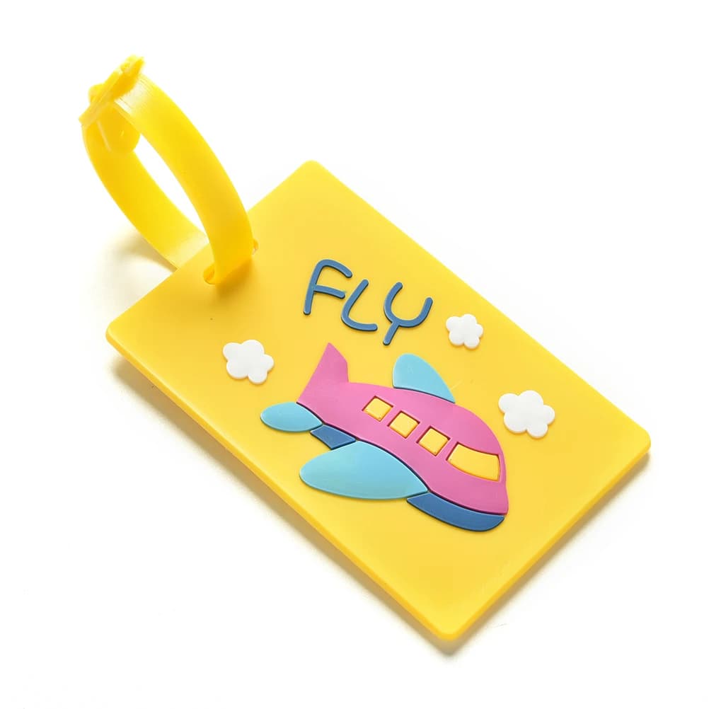 Étiquettes de bagage en silicone de style dessin animé, étiquette de voyage portable, étiquette de v