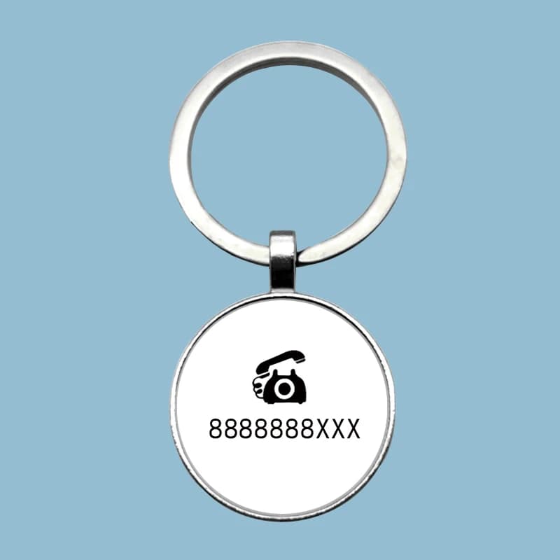Porte-clés personnalisé porte-clés alfanumérique numéro de téléphone porte-clés numéro de téléphone
