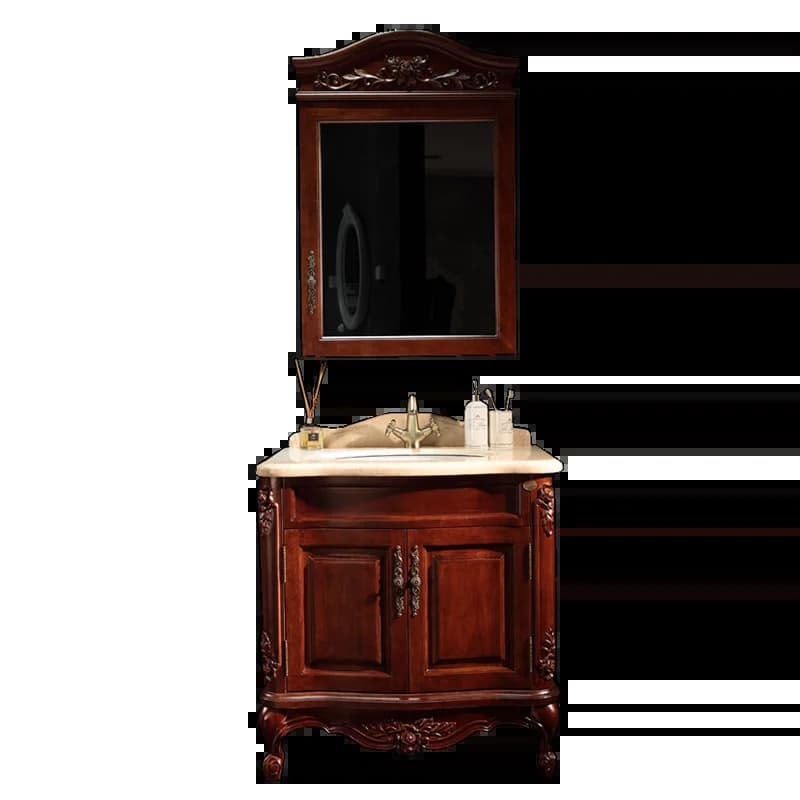 Vanité d'armoire de salle de bain en bois sur pied de style classique européen