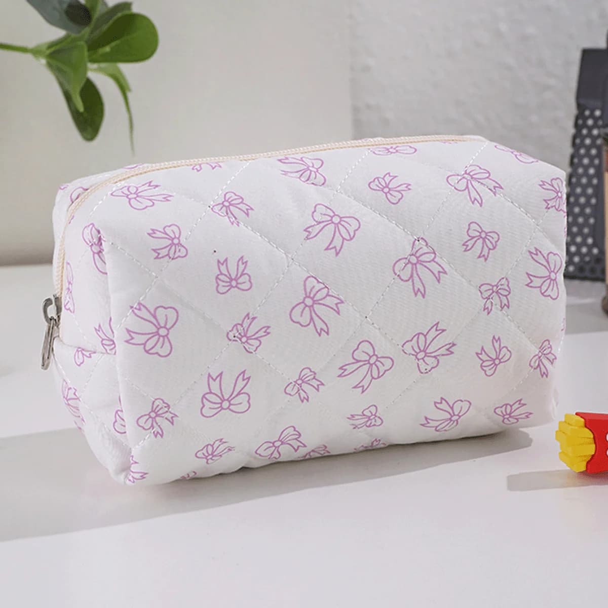Magnifique trousse de maquillage à imprimé nœud papillon, design élégant, sac de rangement pour voya