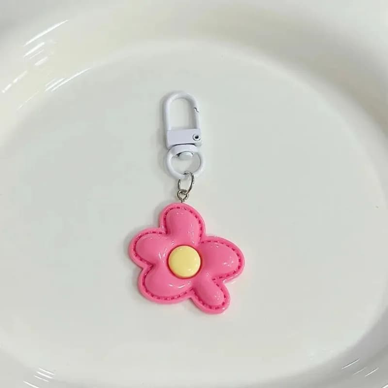 Accessoires de charme de mode Mini porte-clés dessin animé mignon fleur colorée porte-clés pendentif