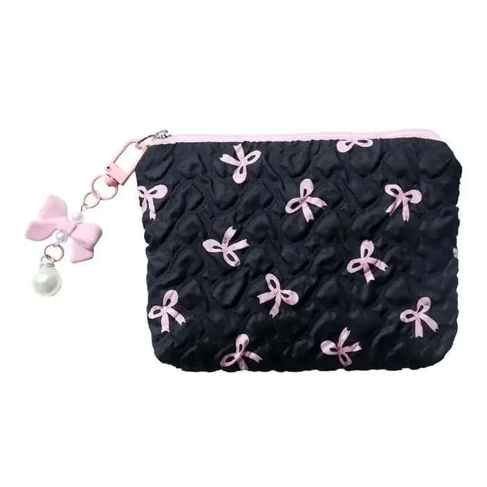 Mini trousse de maquillage Bow pour femme, sac de toilette de voyage, jolie pochette à monnaie, étui