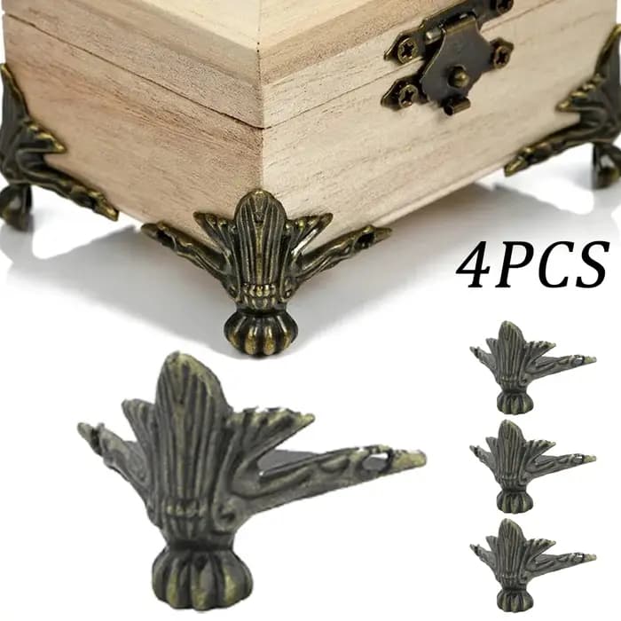 Protecteur d'angle Antique en laiton, boîte à bijoux, coffre, caisse en bois, pieds décoratifs, jamb