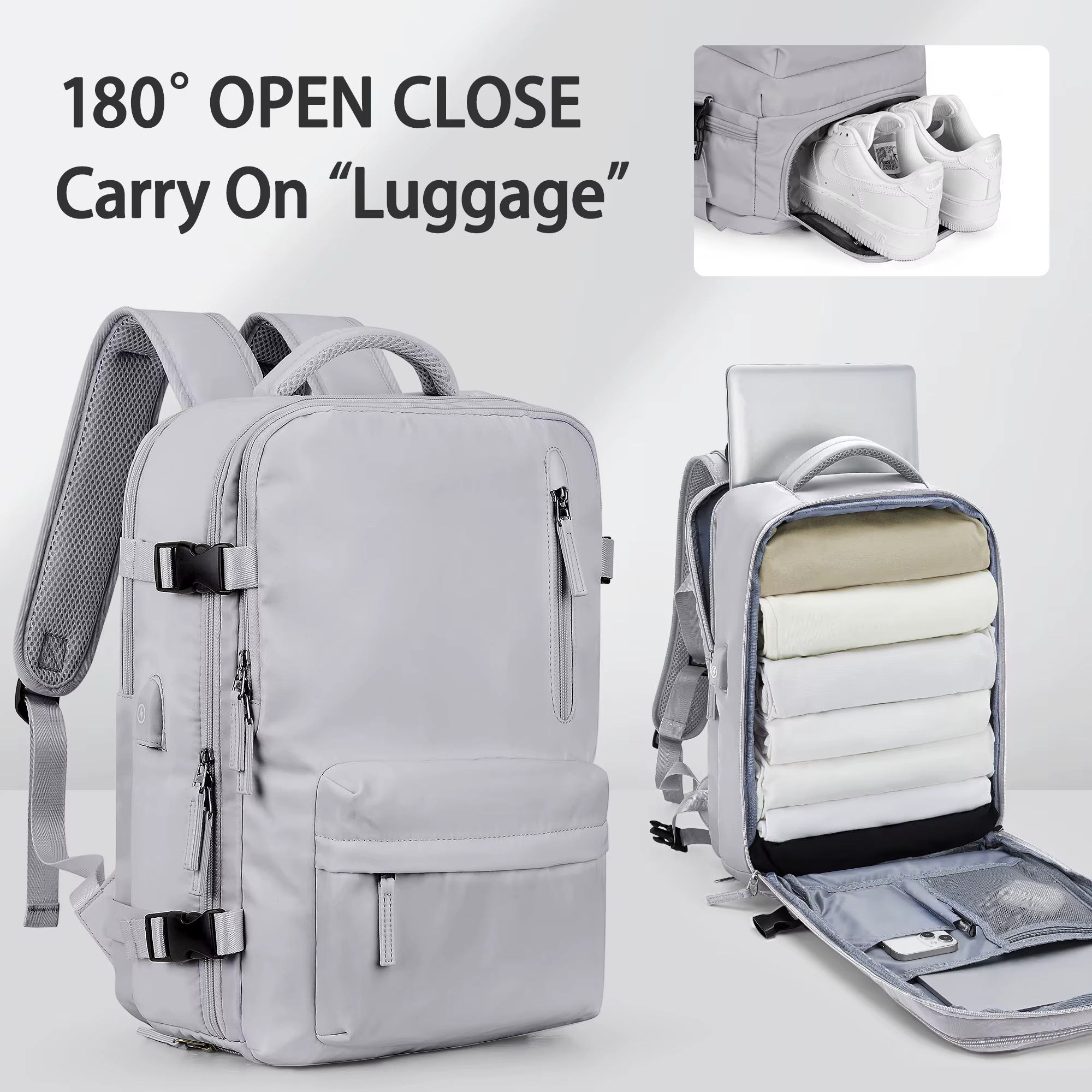 Sac à dos en nylon, sac à dos de voyage d'affaires avec port USB pour femmes et hommes, sac à dos an