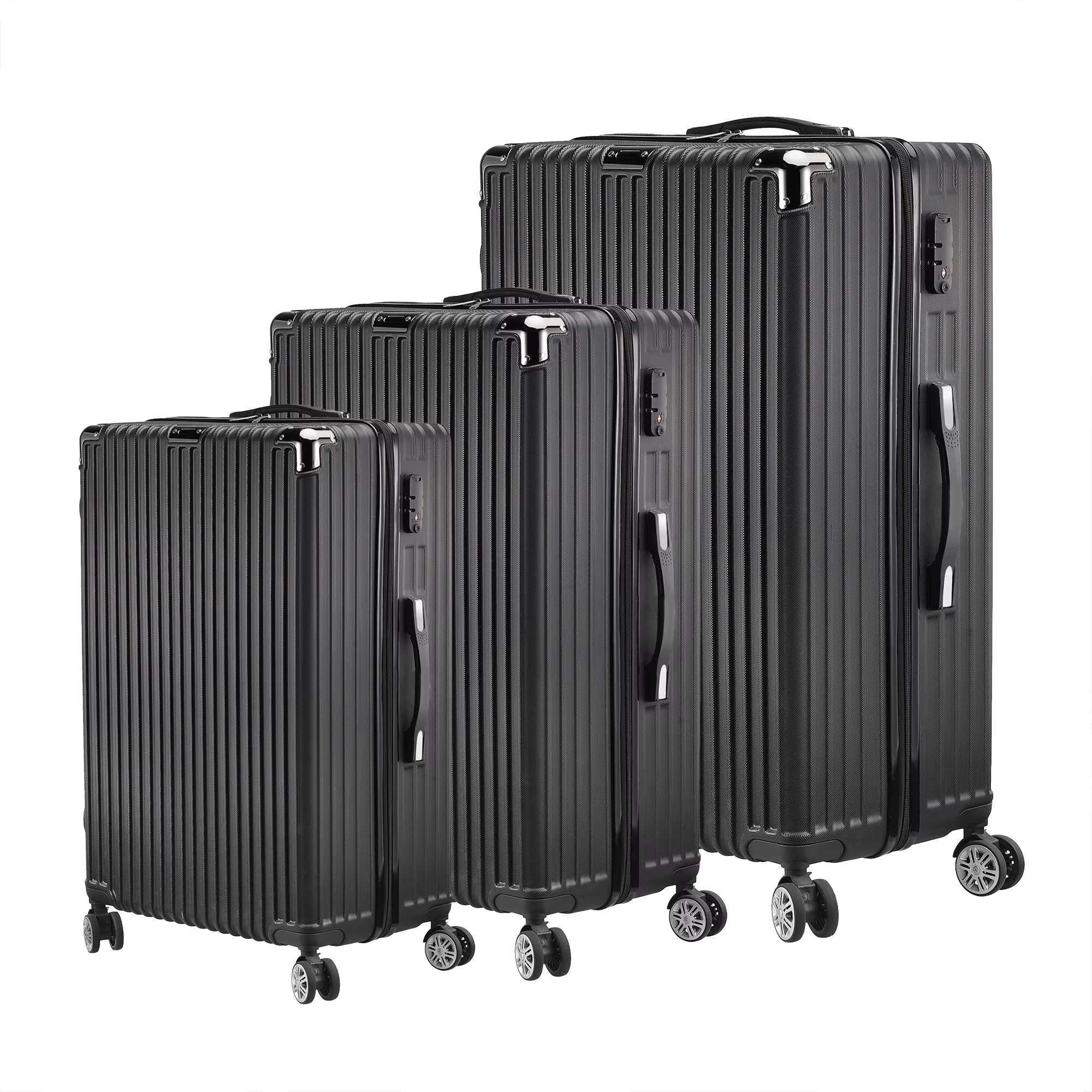 Ensemble de bagages 3 pièces léger et résistant à l'usure avec compartiments internes, roues univers