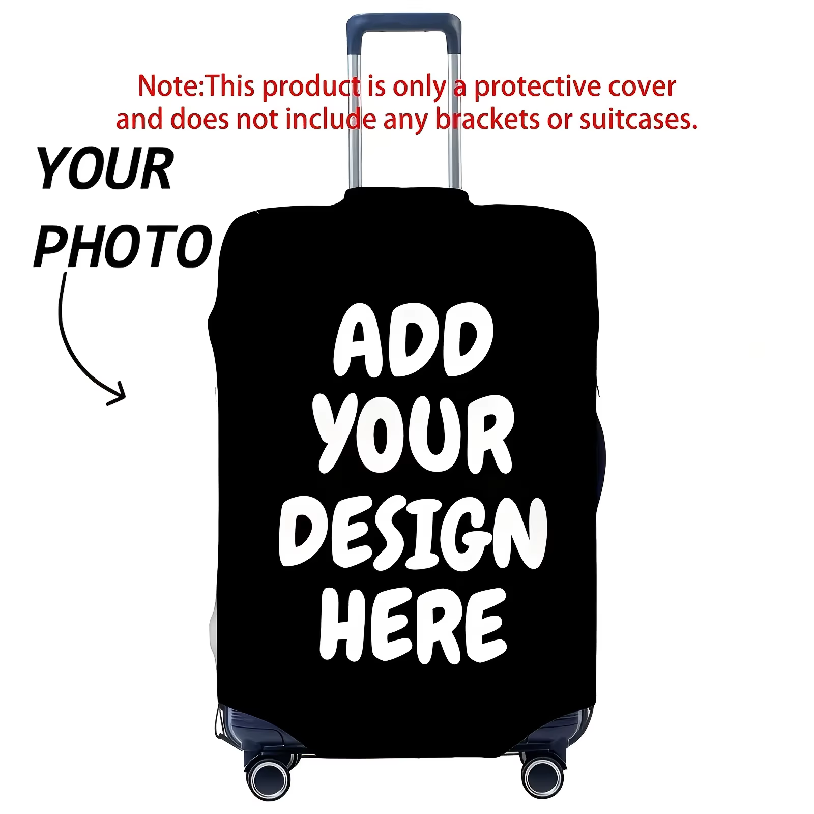 Valise personnalisable avec photo et texte personnalisés, impression recto-verso, polyester élastiqu