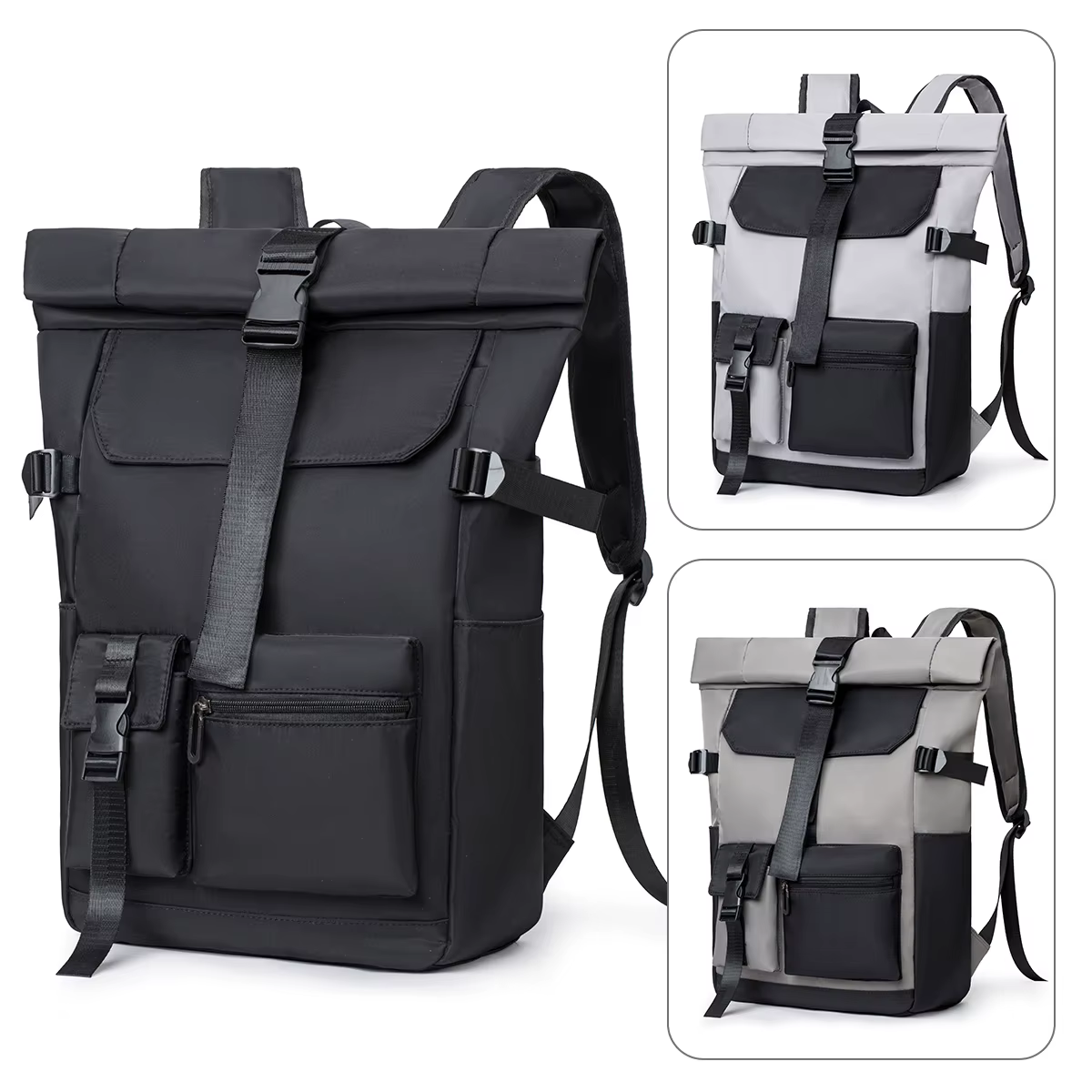 Sac à dos de voyage 20L/26L léger à fermeture roll-top pour femmes et hommes, sac d'école antivol po