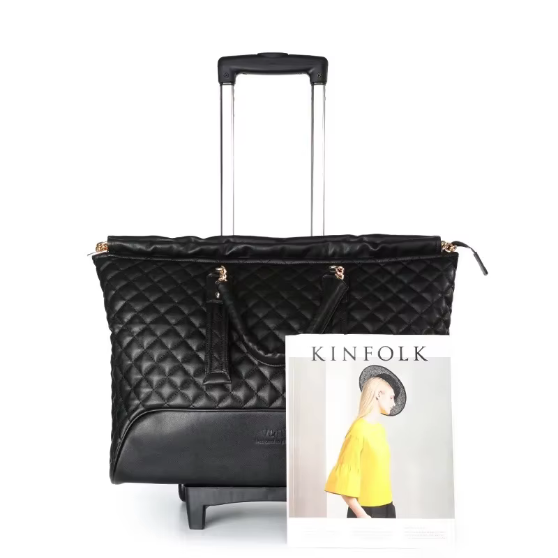 Valise à roulettes en cuir de luxe pour femmes, sac à main Chancelier, bagage de voyage, style corée