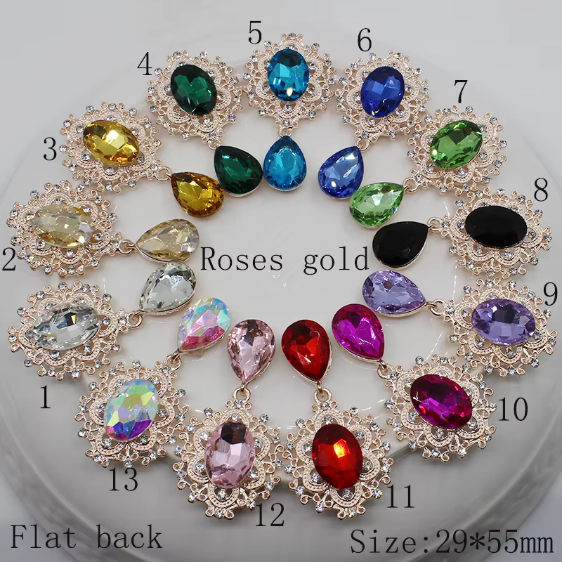 Broche en alliage de strass or rose, accessoires de bricolage, décoration de bijoux, fournitures d'a