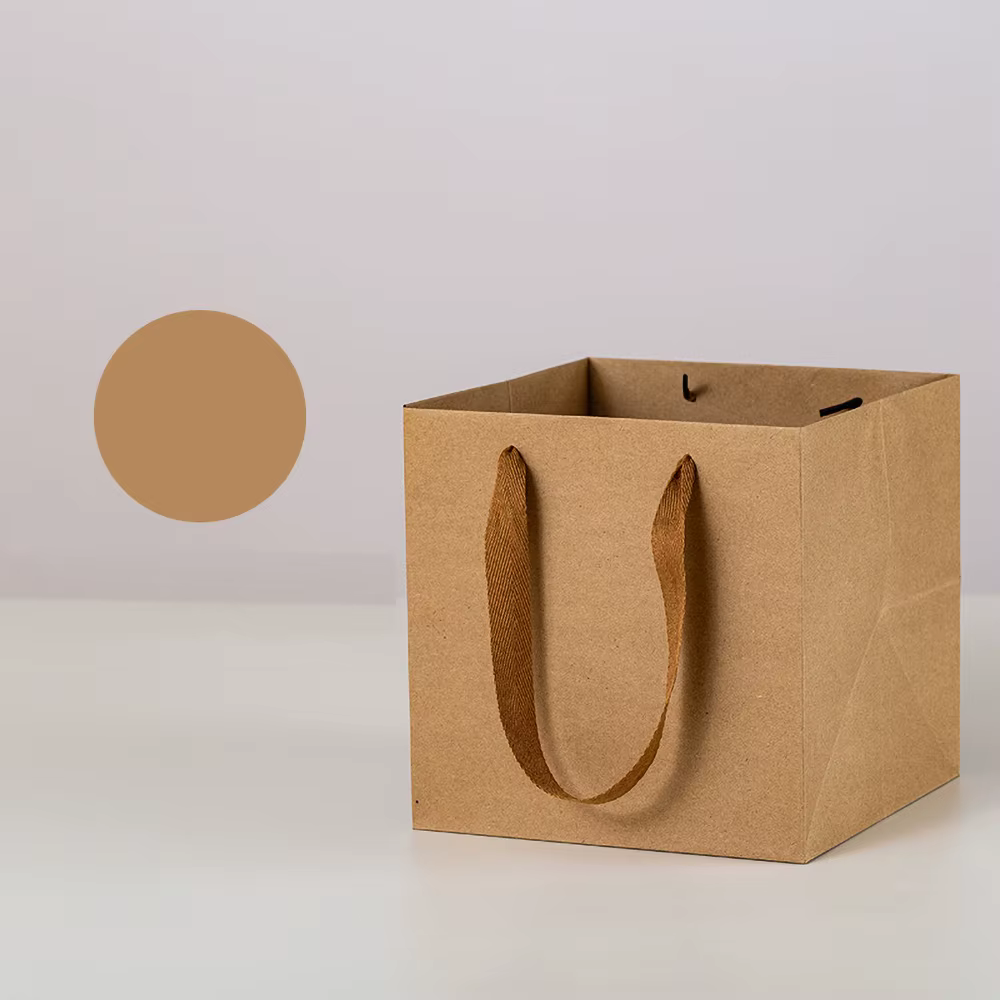 Sac en Papier Épais avec Logo Personnalisé, Impression à Chaud Haut de Gamme, pour Cadeau, Fleurs, V