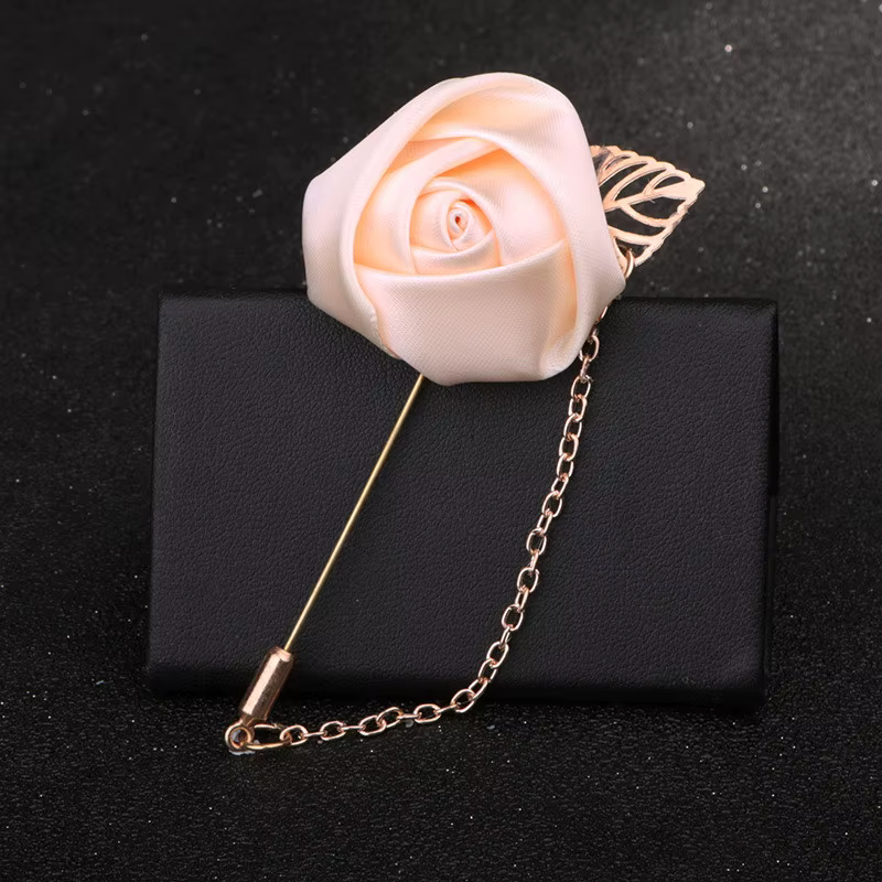 YO CHO garçons d'honneur boutonnière mariage Corsage hommes broche broche bordeaux soie Rose fleur m