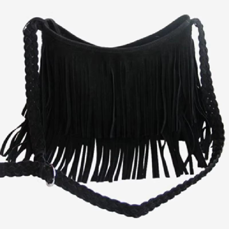 Sac à bandoulière en cuir à franges pour femmes, avec sangle tricotée réglable, sacoche en PU de Sty