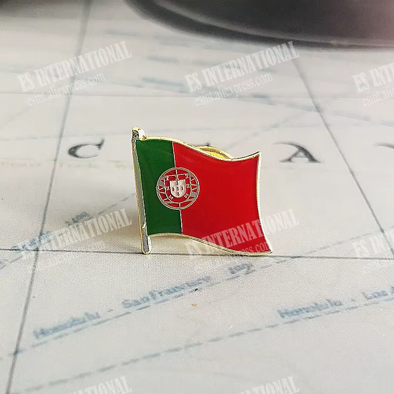 Épingles à revers drapeau National portugais, cristal époxy métal émail Badge peinture broche Souven