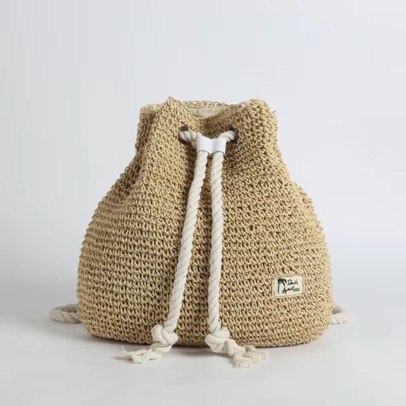 Sac à dos de plage en paille fait à la main pour femmes, sac à dos de proximité, sacs de voyage init