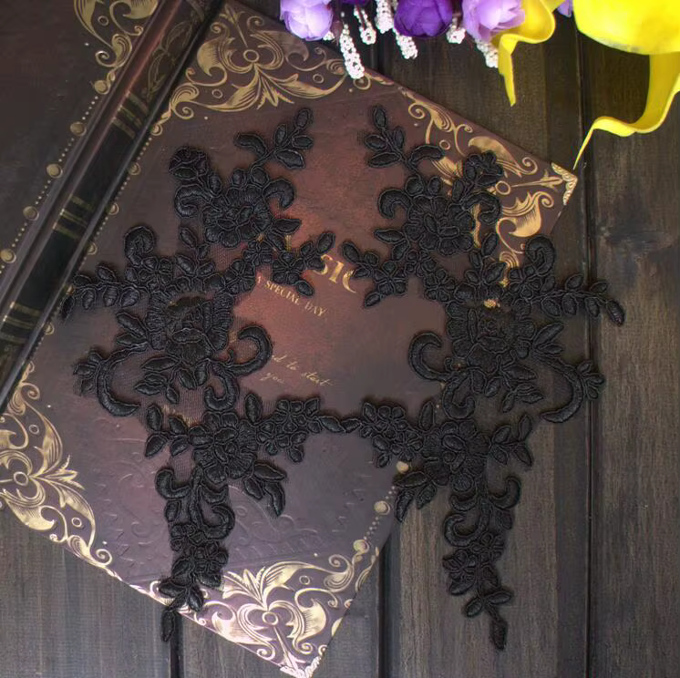 Robes de mariée en dentelle, 6 pièces/3 paires, 25x12.5cm, or/noir/rose/bleu Royal, accessoires appl