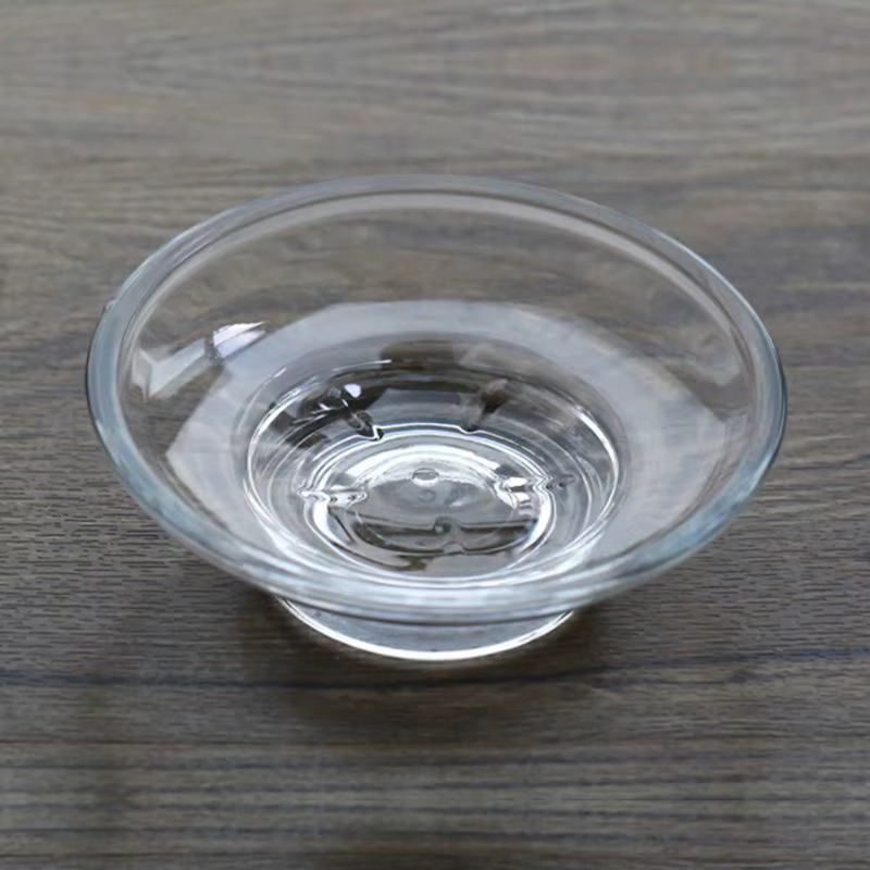 Boîte de rangement en verre rond | Porte-savon, accessoires transparent pour douche, salle de bain, 