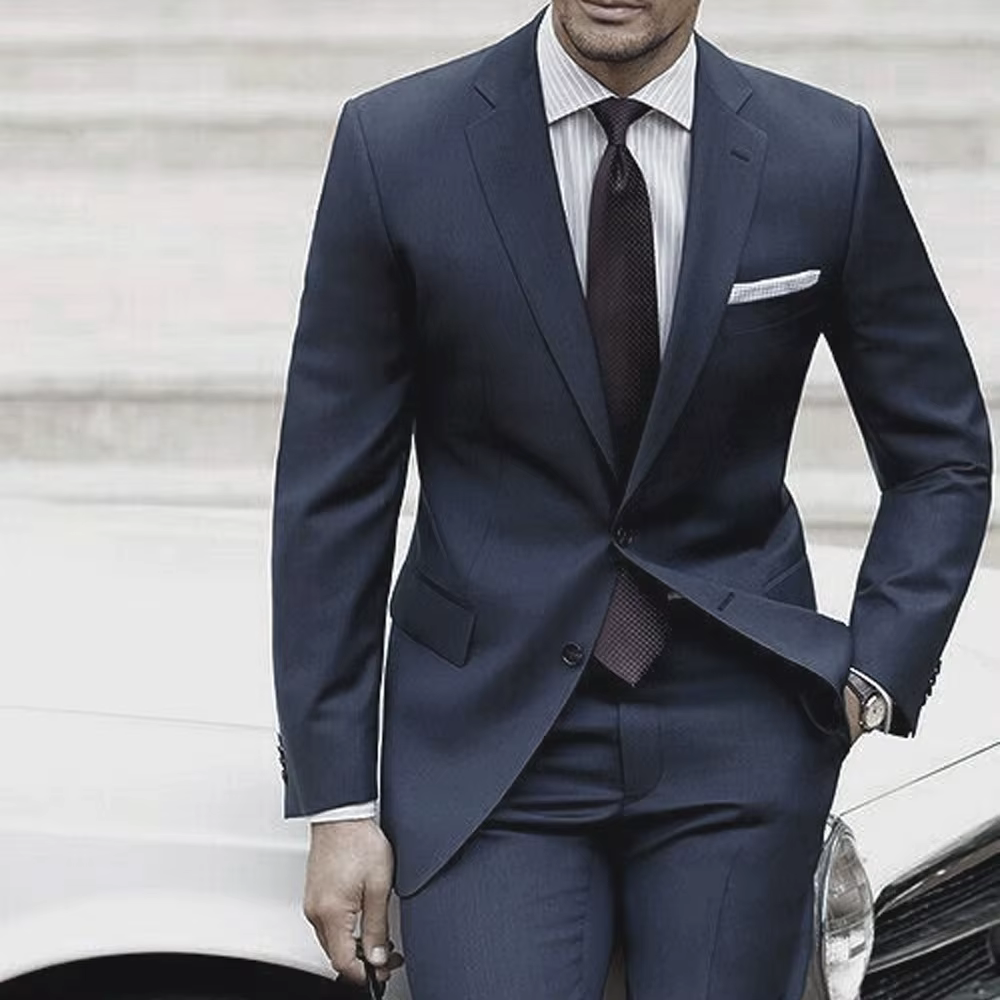 Costumes de mariage sur mesure pour hommes, olympiques sur mesure avec pantalon, bleu, gris imbibé, 