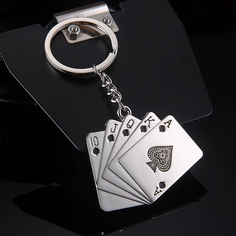 Cartes de Poker en métal de haute qualité avec porte-clés, accessoire de Club de Poker pour hommes, 