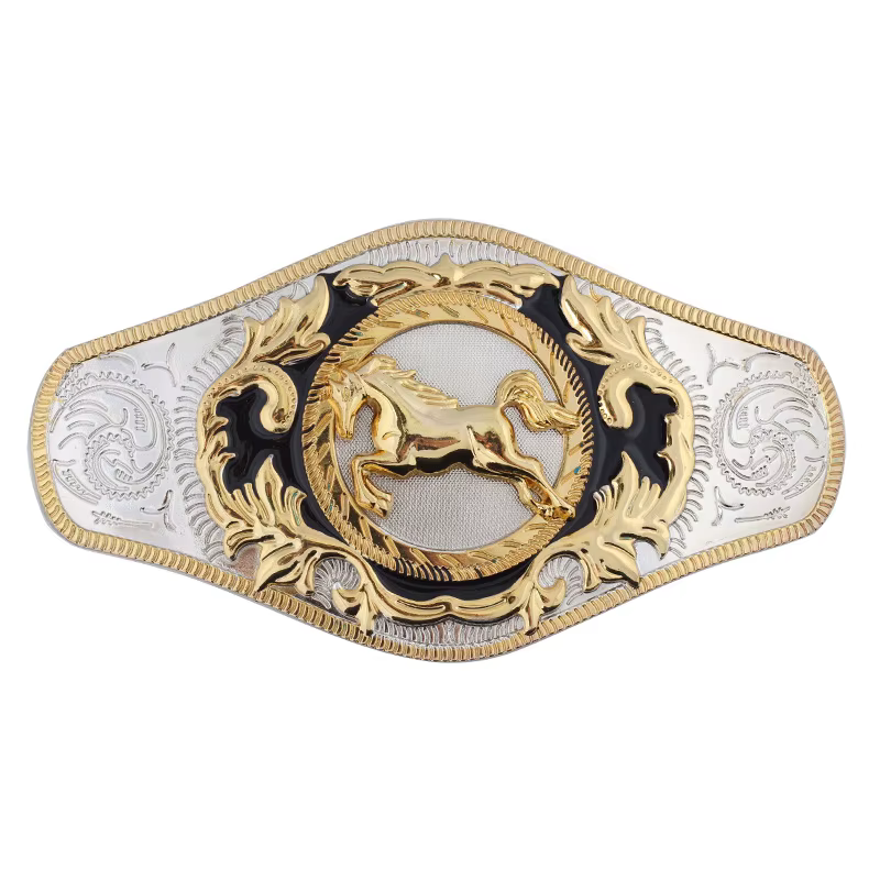 Accessoires de ceinture en alliage Double couleur, boucle cheval doré, Super grands