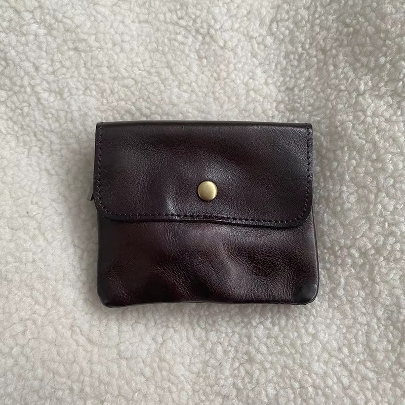 Porte-monnaie en cuir de style vintage pour hommes, portefeuille, pochette, porte-clés, fermeture éc