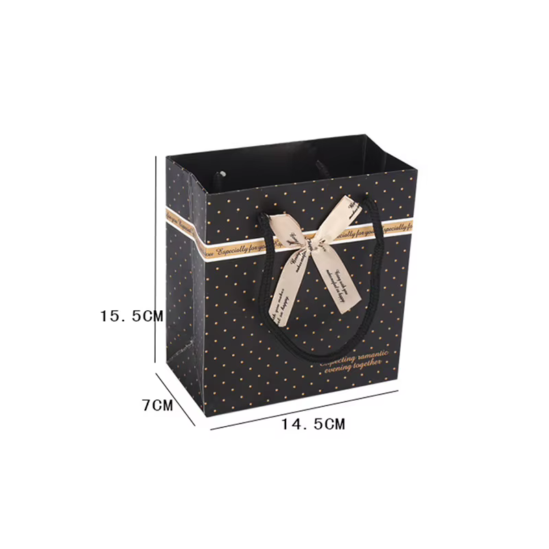 Sac cadeau Portable noir avec poignées pour livres, boîte d'emballage avec nœud en papier, boîte cad