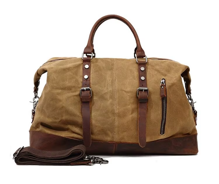 Sac de voyage en toile cirée imperméable pour hommes, sac de bagage à main, grand fourre-tout Vintag