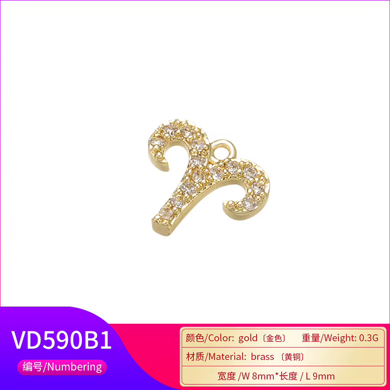 Mini pendentif en cristal de la constellation du Taureau et du Lion en laiton pour femmes, collier, 