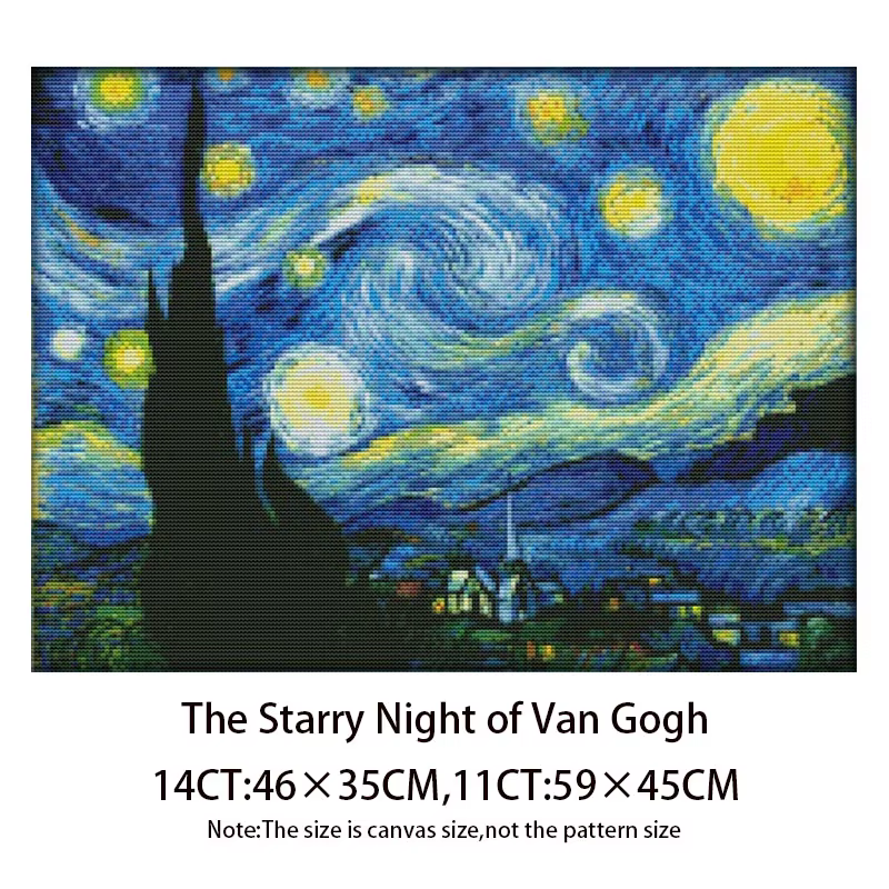 La nuit étoilée de Van Gogh compté point de croix Kits modèles non imprimés toile broderie ensembles
