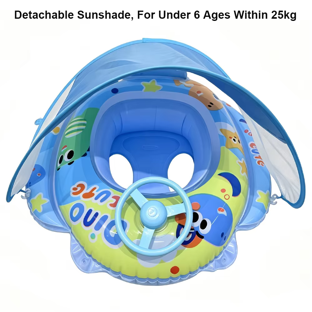 1 pièce Flotteur de piscine gonflable avec siège et auvent pare-soleil amovible, poignées ergonomiqu