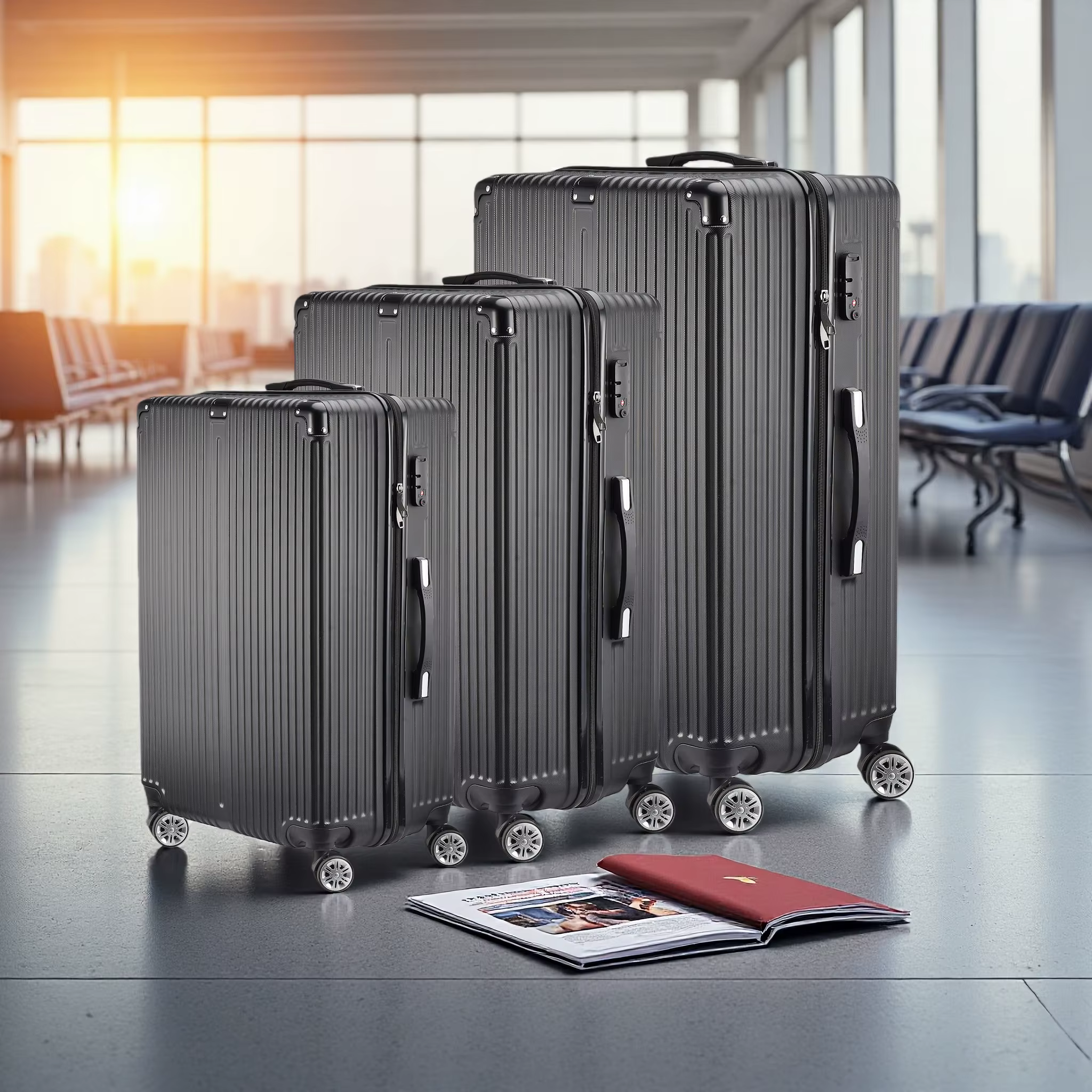 Ensemble de valises Lazyspace 3 pièces, valise de voyage avec roulettes et serrure, ensembles de bag