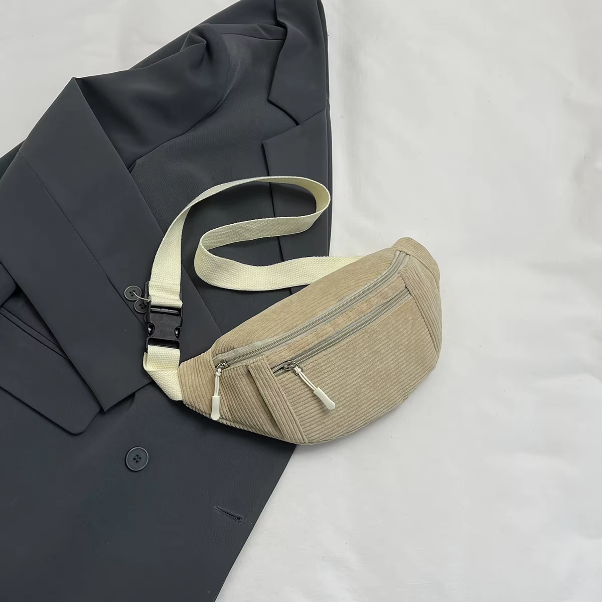 Sacs de ceinture décontractés en velours côtelé pour hommes et femmes, sac banane, sac de taille, sa