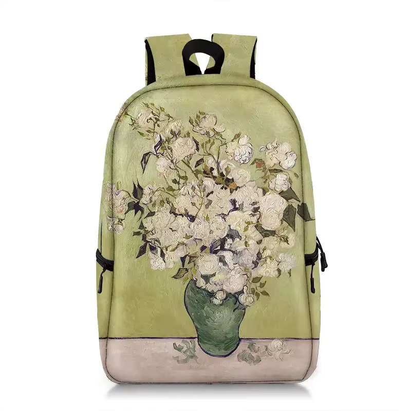Sac à Dos Peinture à l'Huile de Claude Monet GustAbility Klimt Van Gogh, Cartable de Nuit Étoilée, B