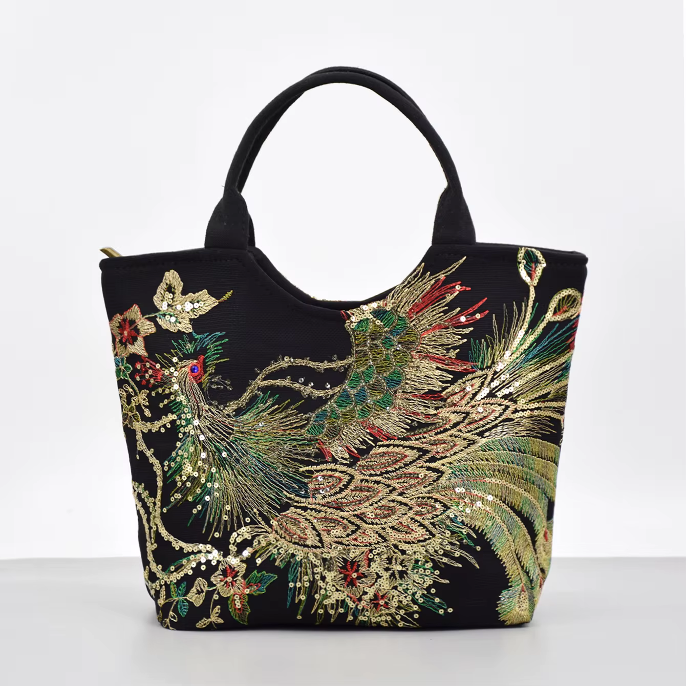 Phoenix-Sac à main brodé à paillettes, sac brodé de style ethnique, sac de voyage bohème pour femmes