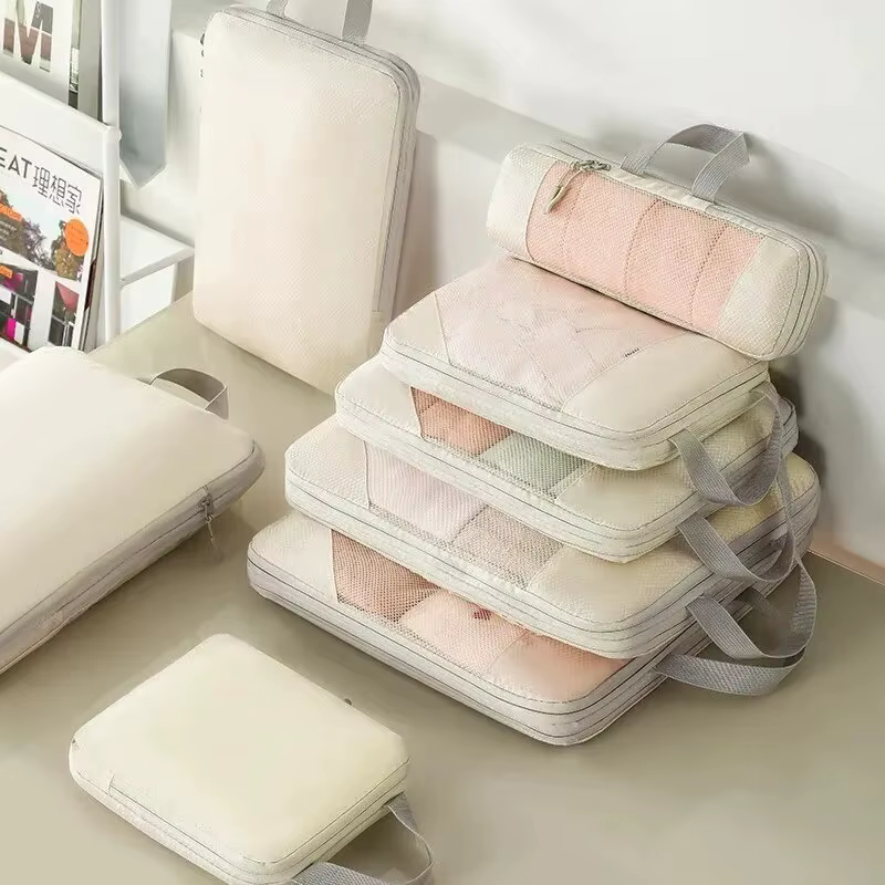 Sac de rangement de voyage, Cubes d'emballage compressibles, valise de voyage, organisateur de bagag