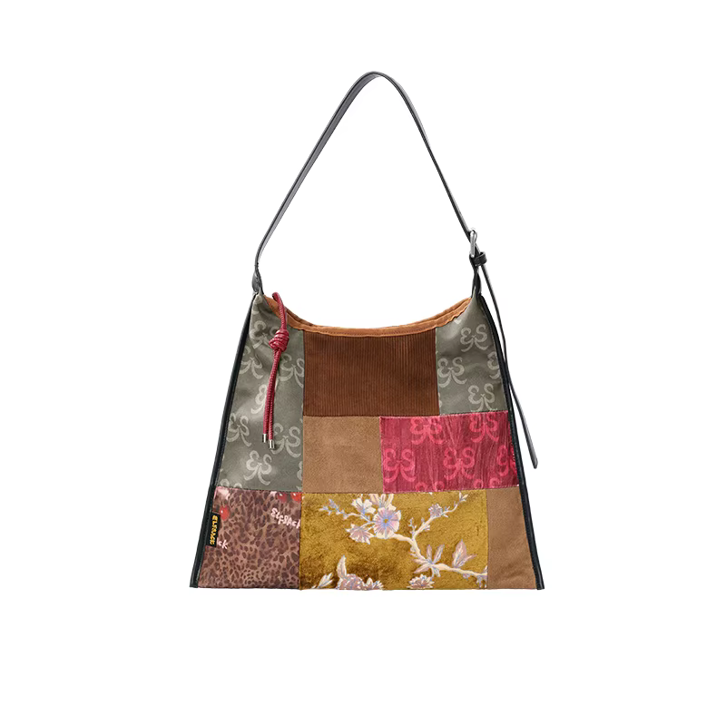 ELFSACK nouveau sac fourre-tout de grande capacité en cuir PU Patchwork Oriental pour les femmes