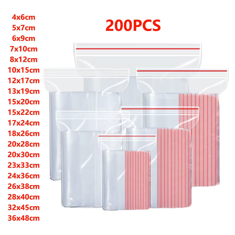 Petits sacs en plastique à fermeture éclair, sacs transparents refermables, sacs de rangement sous v