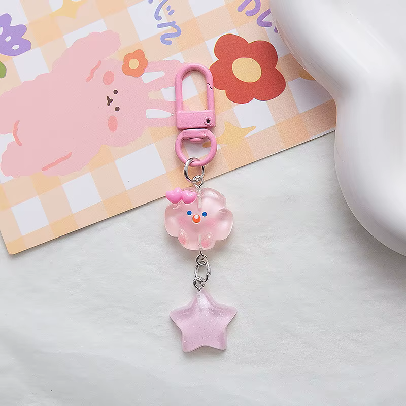 Porte-clés Nuage d'Humeur Mignon Étoile Dessin Animé Kawaii pour Filles, Femmes, Couples, Breloques 