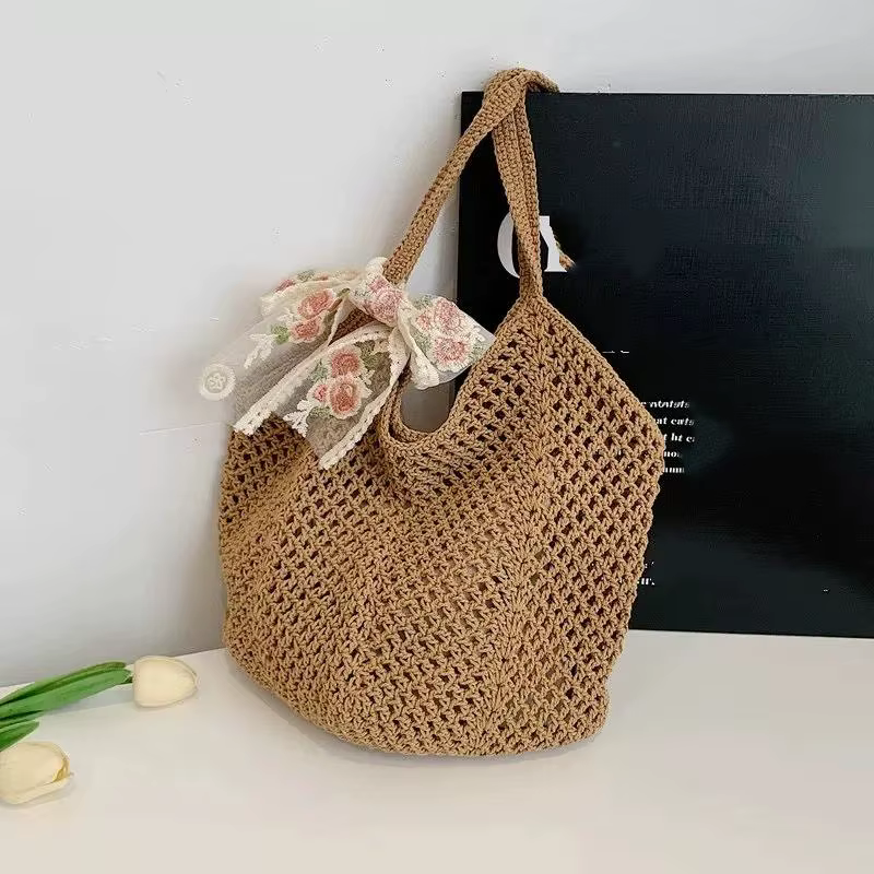 Sacs tissés pour femmes, sacs à bandoulière décontractés en paille et osier, sacs fourre-tout faits 