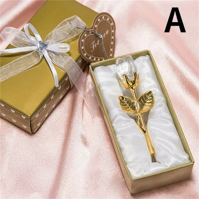 Figurines de roses en verre de cristal, 6 couleurs, artisanat, cadeaux de saint-valentin, cadeau pou