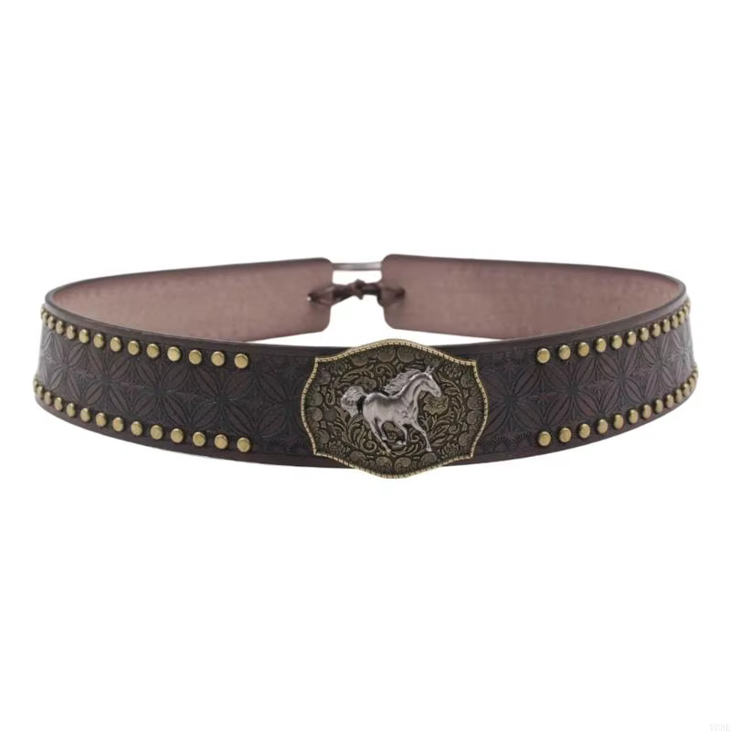 Bande chapeau en PU Styles occidentaux, avec rivets cloutés, décors pour chapeau Cowboy casquette Fe